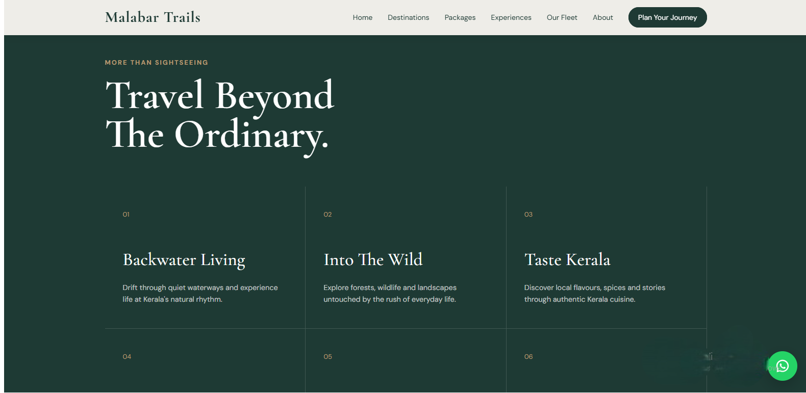 Malabar Trails travel experiences section