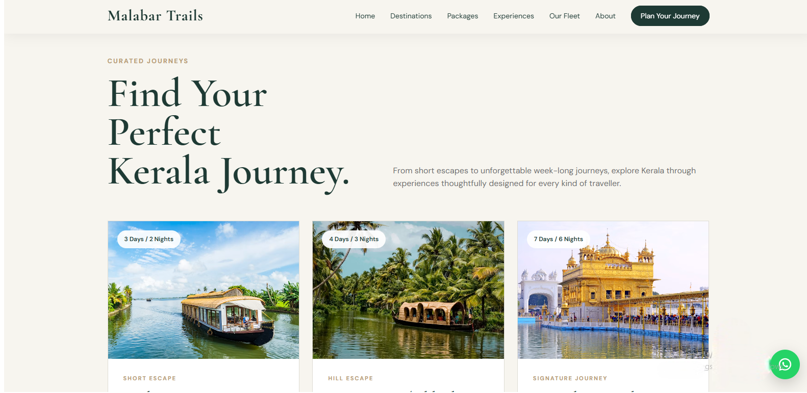 Malabar Trails tour packages section