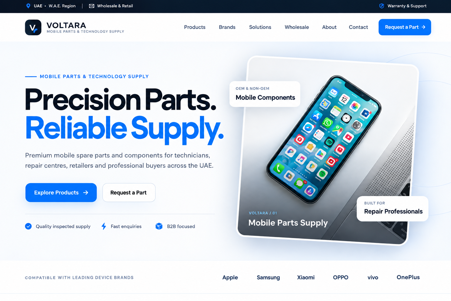 VOLTARA Mobile Parts and Technology Supply Website Case Study